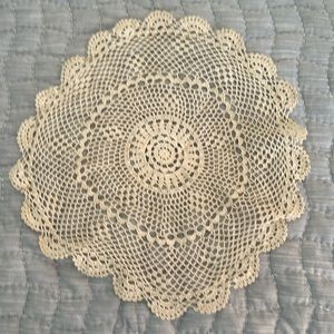 Vintage Look Crocheted Cream Doily